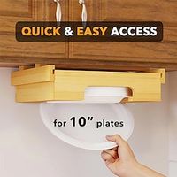 Paper Plate Dispenser, Under Cabinet Bamboo Plates Holder, Kitchen Counter Vertical Plate Dipensers Holders Countertop Caddy (for 10 inches Plates, Bamboo) Lightinthebox