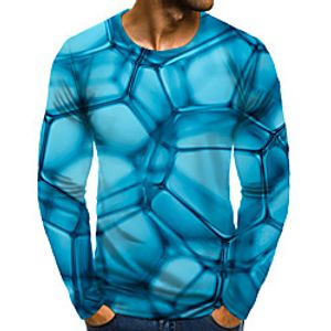 Men's T shirt 3D Print Graphic 3D Plus Size Print Long Sleeve Daily Tops Elegant Exaggerated Blue miniinthebox