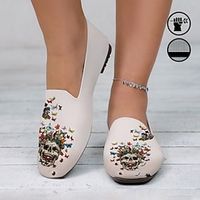 Women's Flats Slip-Ons Loafers Print Shoes Plus Size Flyknit Shoes Office Work Daily Butterfly Flat Heel Square Toe Closed Toe Fashion Classic Casual Tissage Volant Loafer Almond Lightinthebox - thumbnail