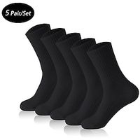 Men's 5 Pack Multi Packs Socks Crew Socks Running Socks Casual Socks Black White Color Plain Sports  Outdoor Casual Daily Basic Medium Spring Fall Fashion Lightinthebox
