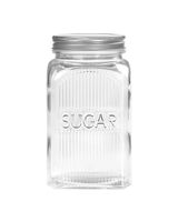 Tala 1.25 Liter Sugar Ribbed Glass Storage Canisters with Screw Top Tin Lids