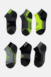 Boys 6 Pack Low Cut Socks  Black/Grey