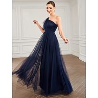 A-Line Party Dresses Minimalist Dress Quinceanera Floor Length Sleeveless One Shoulder Tulle with Shouder Flower 2023 miniinthebox - thumbnail