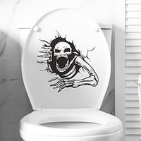 Halloween Sticker, Skeleton Sticker, Bathroom Toilet Sticker, Home Decoration Wall Decal Sticker miniinthebox - thumbnail