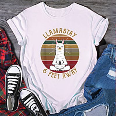 Women's T shirt Graphic Print Round Neck Tops 100% Cotton Basic Basic Top White Black Purple Lightinthebox