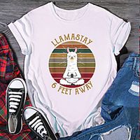 Women's T shirt Graphic Print Round Neck Tops 100% Cotton Basic Basic Top White Black Purple Lightinthebox - thumbnail