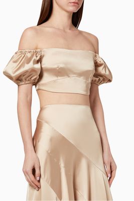 x Karen Wazen Margot Satin Crop Top x Karen Wazen Margot Satin Crop Top