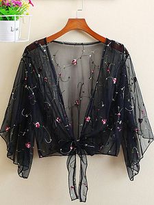 Embroidery Short Sleeve Cardigan