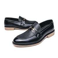 Men's Loafers  Slip-Ons Leather Loafers Classic Casual Daily PU Comfortable Loafer Black Winter Lightinthebox - thumbnail