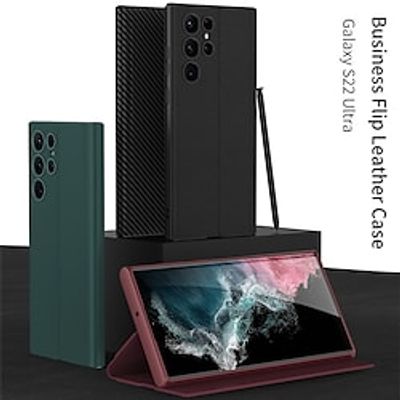 Phone Case For Samsung Galaxy Full Body Case S23 S22 Plus  Ultra with Stand Support Wireless Charging Magnetic Flip Solid Colored TPU miniinthebox