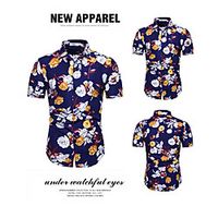 Men's Shirt Other Prints Floral Short Sleeve Casual Tops Casual Blue Lightinthebox - thumbnail