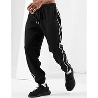 Men's Trousers Track Pants Jogging Pants Outdoor Athleisure Daily Sports Soft Comfortable Pocket Drawstring Elastic Waist Plain Full Length Cotton Blend Fashion Casual Activewear Black Royal Blue Lightinthebox - thumbnail