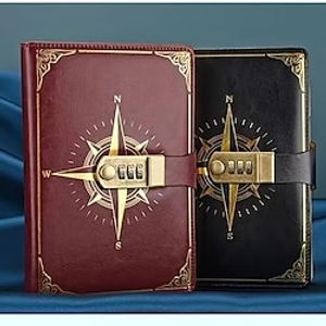Journal With Lock PU Leather 200 Pages Retro Lock Journal Password Protection Notebook Journal For Men And Women Suitable For Secret Privacy miniinthebox