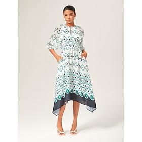 Geometric Cinched Waist Midi Dress