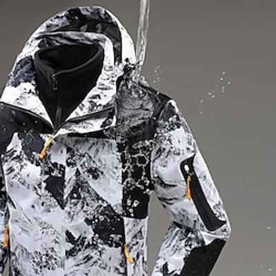 Men's Hiking 3-in-1 Jackets Waterproof Hiking Jacket Rain Jacket Winter Outdoor Camouflage Thermal Warm Waterproof Windproof Breathable Outerwear Winter Jacket Trench Coat Hunting Ski  Snowboard Lightinthebox