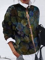 Casual Fashion Leaf Print Long-Sleeved Cardigan