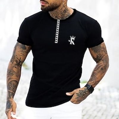 Men's Unisex T shirt Tee Letter Graphic Prints Crew Neck Black Outdoor Street Short Sleeve Print Clothing Apparel Sports Designer Casual Big and Tall  Summer  Summer Lightinthebox