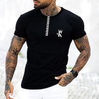 Men's Unisex T shirt Tee Letter Graphic Prints Crew Neck Black Outdoor Street Short Sleeve Print Clothing Apparel Sports Designer Casual Big and Tall  Summer  Summer Lightinthebox - thumbnail