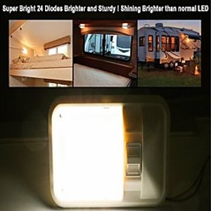 2Pcs 3.5W 6500K 2 X Neutral White 24 LED  Caravan RV Jeep Fixture Single Dome Interior Light Lightinthebox