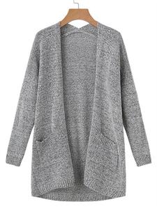 Solid Long Sleeve Loose Knit Cardigan