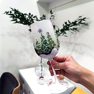 Christmas Theme Wine Glasses Crystal Glass Hand Painted Wine Glasses Champagne Glasses Christmas Gift Lightinthebox