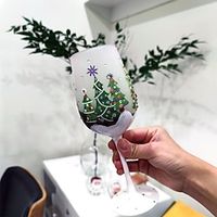 Christmas Theme Wine Glasses Crystal Glass Hand Painted Wine Glasses Champagne Glasses Christmas Gift Lightinthebox - thumbnail