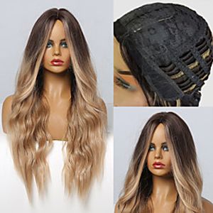 Synthetic Wig Deep Curly Cubic Twist Middle Part Wig 28 inch Dark Brown Synthetic Hair 28 inch Women's Heat Resistant Natural Fashion Brown Ombre Lightinthebox