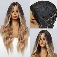 Synthetic Wig Deep Curly Cubic Twist Middle Part Wig 28 inch Dark Brown Synthetic Hair 28 inch Women's Heat Resistant Natural Fashion Brown Ombre Lightinthebox - thumbnail