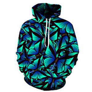 Men's Unisex Plus Size Pullover Hoodie Sweatshirt Butterfly Graphic Prints Print Hooded Casual Daily Holiday 3D Print Basic Designer Hoodies Sweatshirts  Long Sleeve Purple Yellow Army Green miniinthebox