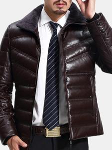 Business Casual Fleece Collar Leather Jacket