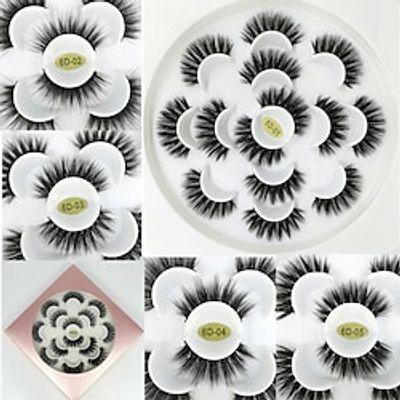 6D Stereoscopic False Eyelashes Handmade Natural And Dense 7 Pairs Flower-shaped False Eyelashes With Lotus Tray Lightinthebox