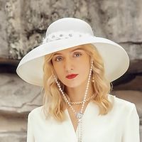 Hats Polyester Fiber Bowler  Cloche Hat Straw Hat Sun Hat Wedding Casual Elegant Wedding With Crystals Pure Color Headpiece Headwear Lightinthebox - thumbnail
