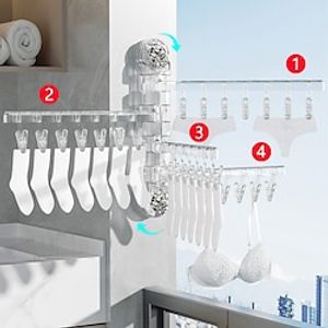 Glacier Pattern Suction Cup Clothes Drying Rack Folding Sock Drying Shelf Household Hanger with Multiple Clips Sock Drying Artifact for Balcony Glass Sock Clips Lightinthebox