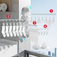 Glacier Pattern Suction Cup Clothes Drying Rack Folding Sock Drying Shelf Household Hanger with Multiple Clips Sock Drying Artifact for Balcony Glass Sock Clips Lightinthebox