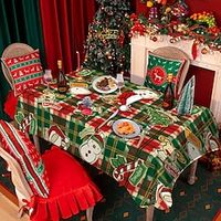 Christmas Tablecloth Rectangular, Xmas Decor Table Cloth Wrinkle Free, Winter Christmas Decor Table Cover for Dining, Patry, Family Lightinthebox - thumbnail