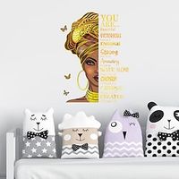 Golden Cartoon Girl Proverbs Wall Stickers Study Room Bedroom Removable Vinyl Home Decoration Wall Decal 1pc miniinthebox - thumbnail