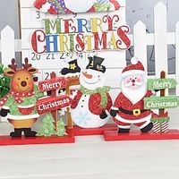 Merry Christmas Wooden Santa Claus Christmas Decoration for Home Gifts Xmas Ornaments Navidad Desktop Decor New Year 2023 Lightinthebox - thumbnail