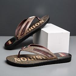 Men's Sandals Slippers Flip-Flops Comfort Sandals Walking Casual Preppy Beach Outdoor PU Breathable Brown Summer Fall Lightinthebox