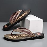 Men's Sandals Slippers Flip-Flops Comfort Sandals Walking Casual Preppy Beach Outdoor PU Breathable Brown Summer Fall Lightinthebox