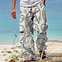 Men's Designer Classic Style Straight Trousers 3D Print Drawstring Pocket Pants Casual Daily Cartoon Graphic Prints Comfort Breathable Mid Waist White S M L XL XXL Lightinthebox - thumbnail