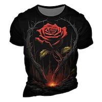 Rose Graphic Daily Designer Casual Men's 3D Print T shirt Tee Sports Outdoor Holiday Going out Valentine's Day T shirt Blue Red  White Orange Short Sleeve Crew Neck Shirt Spring  Summer Clothing Lightinthebox - thumbnail