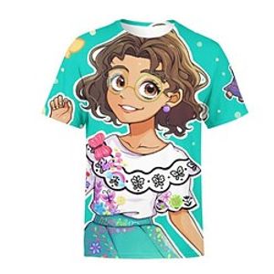 Kids Girls' T shirt Short Sleeve 3D Print Cartoon Crewneck Green Children Tops Spring Summer Active Fashion Streetwear Daily Outdoor Regular Fit 3-12 Years Lightinthebox