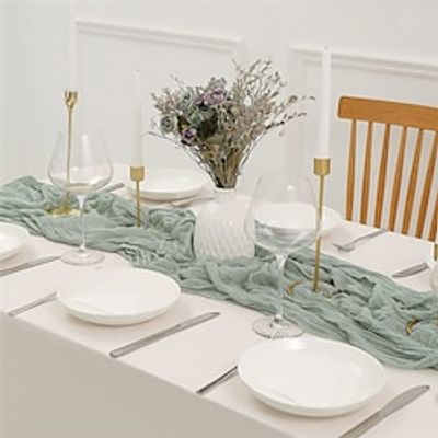 Cheese Cloth Ruffled Table Runner, Boho Style Long Gauze Romantic Table Runner For Wedding Reception Bridal Shower Baby Shower Holiday Thanksgiving Birthday Party Table Dining Room Dresser Decor Lightinthebox