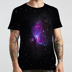 Men's Unisex Tee T shirt 3D Print Galaxy Graphic Prints Plus Size Print Short Sleeve Casual Tops Basic Designer Big and Tall Black Lightinthebox