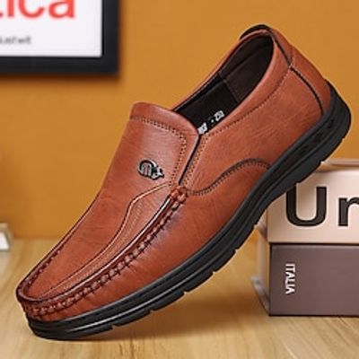 Men's Loafers  Slip-Ons Retro Walking Casual Daily Leather Comfortable Booties  Ankle Boots Loafer Black Yellow Spring Fall Lightinthebox