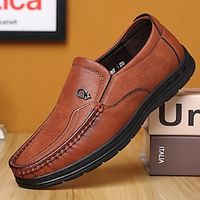 Men's Loafers  Slip-Ons Retro Walking Casual Daily Leather Comfortable Booties  Ankle Boots Loafer Black Yellow Spring Fall Lightinthebox - thumbnail