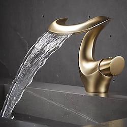 Bathroom Sink Faucet - Waterfall Electroplated Mount Outside Single Handle One HoleBath Taps Lightinthebox