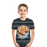 Kids Boys' T shirt Tee Short Sleeve Dog 3D Print Animal Black Children Tops Summer Active Daily Wear Regular Fit 3-12 Years miniinthebox - thumbnail