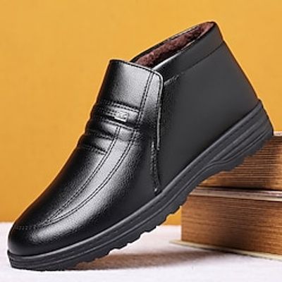 Men's Boots Dress Shoes Winter Boots Fleece lined Walking Casual Outdoor Daily PU Warm Breathable Comfortable Loafer Black Brown Color Block Fall Winter miniinthebox