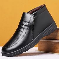 Men's Boots Dress Shoes Winter Boots Fleece lined Walking Casual Outdoor Daily PU Warm Breathable Comfortable Loafer Black Brown Color Block Fall Winter miniinthebox - thumbnail